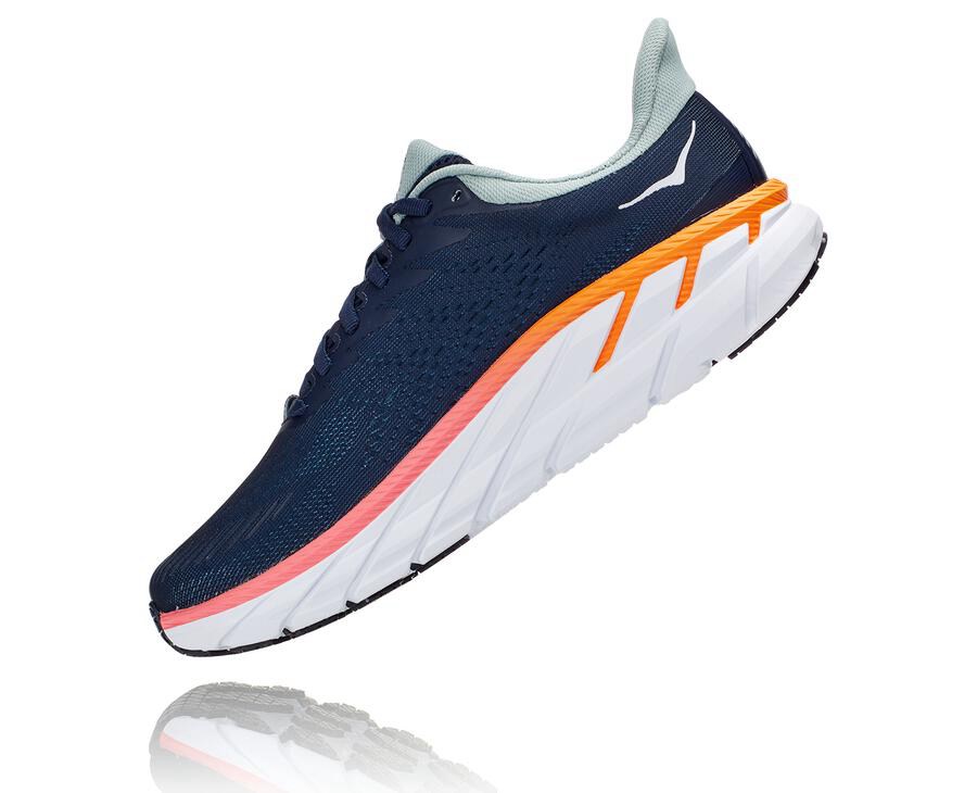 Hoka One One Clifton 7 Löparskor Dam - Marinblå/Vita - WVAGS-9716